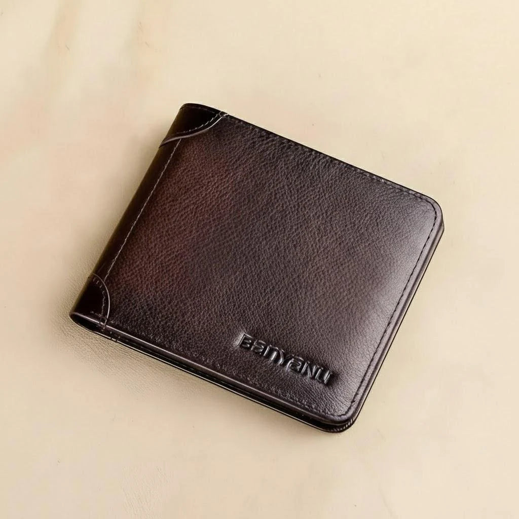 Genuine Leather Wallet for Men RFID Blocking Thin Multifunctional Credit Card Holder Short Money Bag Purse Mens Bifold Wallet