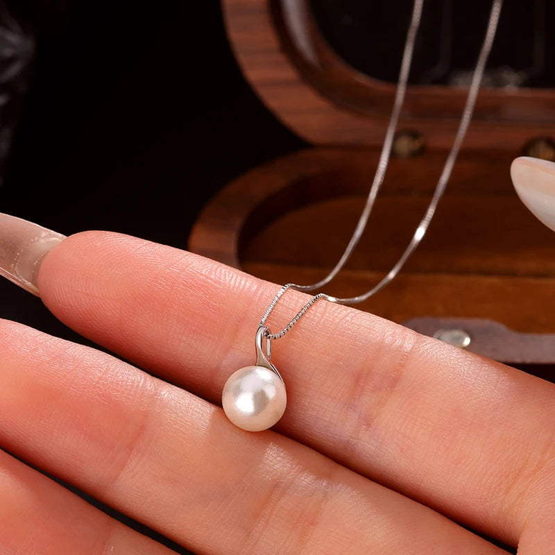 Simple, Fashionable and Versatile Authentic S925 Silver Pearl Pendant Women's Necklace