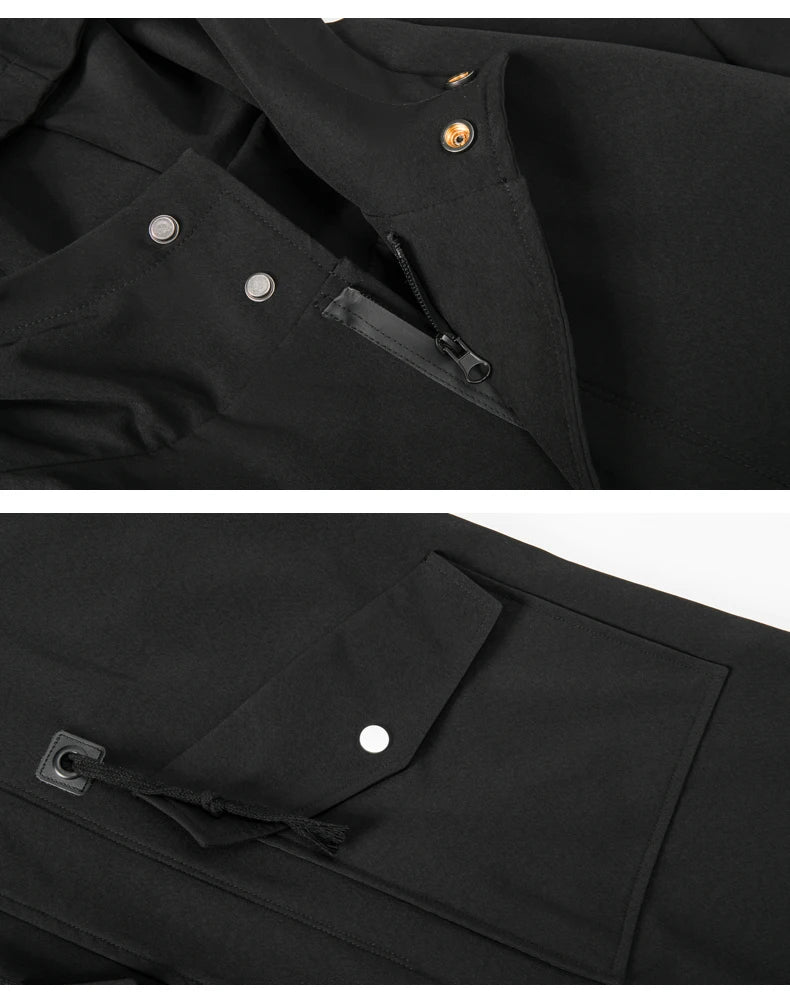 Trench Coat Mens New Fashion Army Green Overcoat Men Casual Windbreaker Solid Long Coat Male Autumn Homme Black/Khaki/Army Green