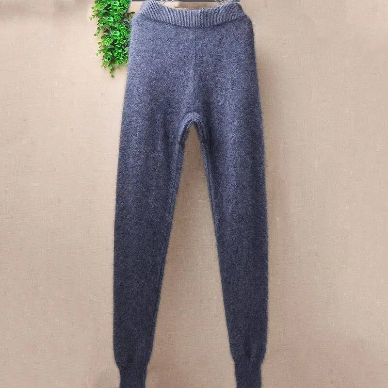 Women Female Male Fashion Hairy Soft Warm Mink Cashmere Knitted Underwear Trousers Pants For Autumn Winter Angora Fur Clothing