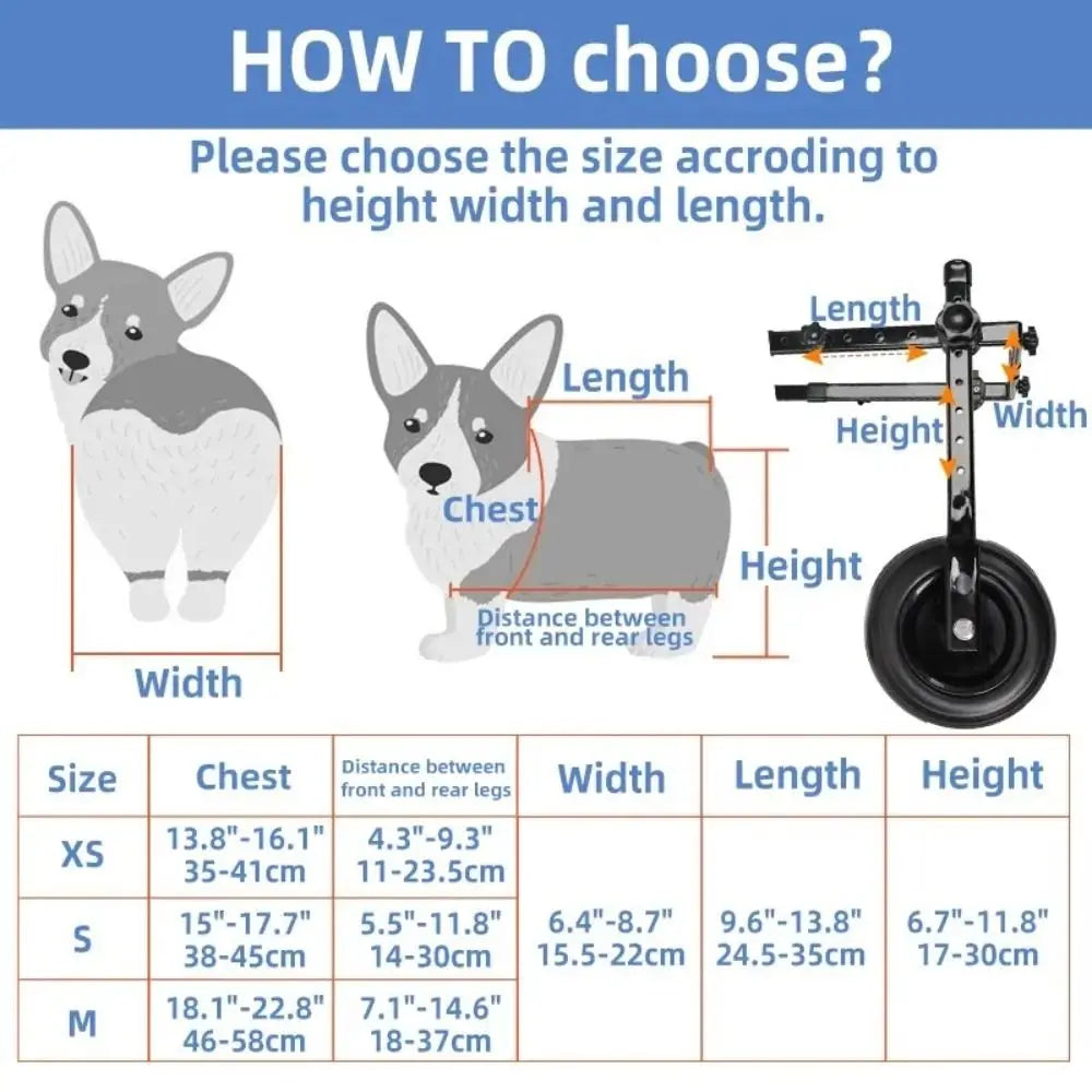 Schwarzer Metall-Pet-Walk-Booster für Hunde im Rollstuhl mit verstellbarer Länge und Breite für unterschiedliche Größen von Hunden, entwickelt zur Unterstützung der Mobilität.