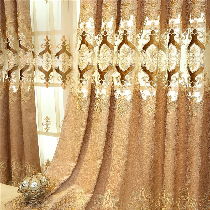 High Quality Customized Elegant Decorative Embroidered Curtains For Bedroom European-Style Luxury Villa Curtains For Living Room