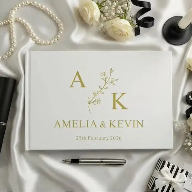 Wedding Guest Book And Photo Signature Album，Customizable with Couple'S Names And Wedding Date