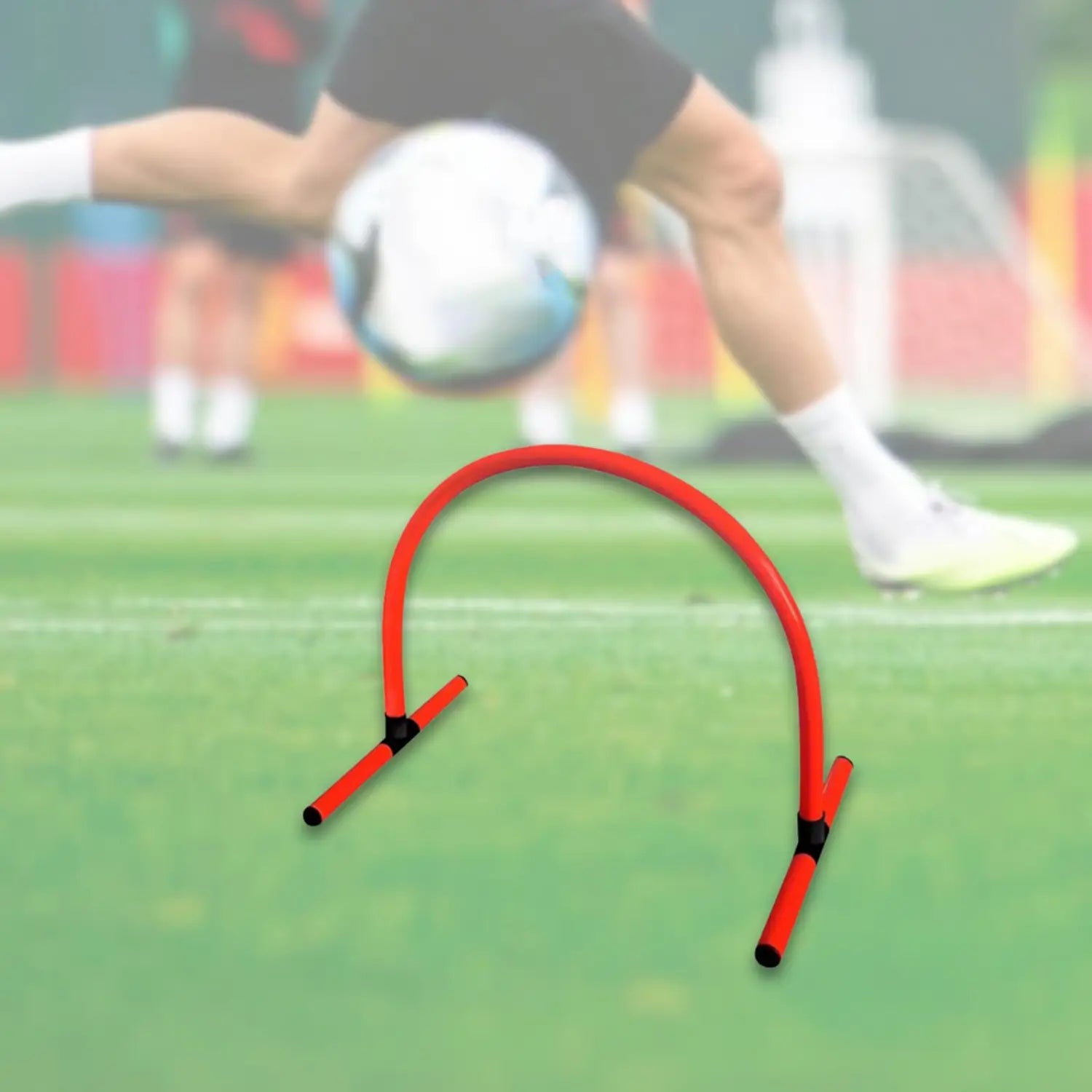 Fußball-Training: Pass-Training, ARC-Geschwindigkeit, Agility-Training, Trainingshürde, abnehmbar, robustes Fußwork- und Tritt-/Kick-Übungsset für Fußball und Baseball Rote Kunststoff-Agility-Trainingshürde für das Fußball-Passspiel mit schwarzen Verbindern aus PVC für Fußballtrainingsübungen