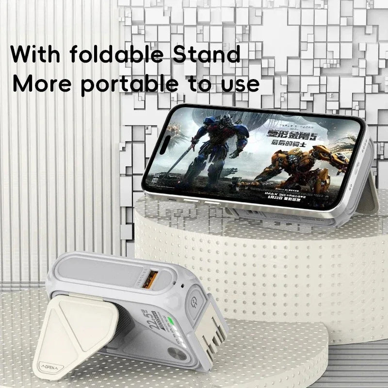 20000mAh Magnetic Power Bank with Plug Phone Holder Multifunctional PD22.5W Wireless Fast Charging for IPhone Magsafe Powerbank