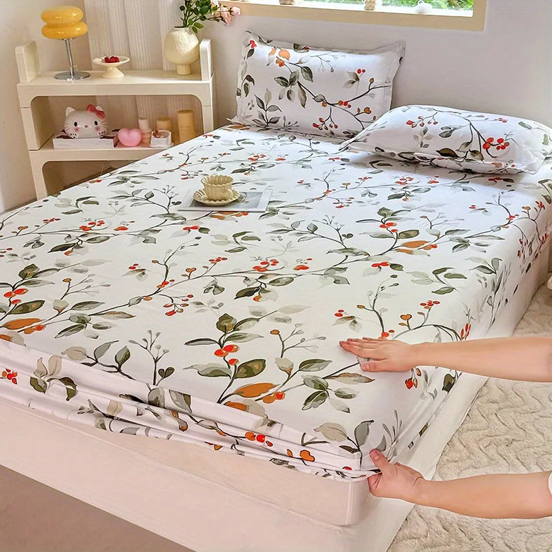 3pcs Print Bedding Set, Soft and Comfortable, Suitable for Bedroom, Guest Room One Fitted Sheet + Two Pillowcases, No Core