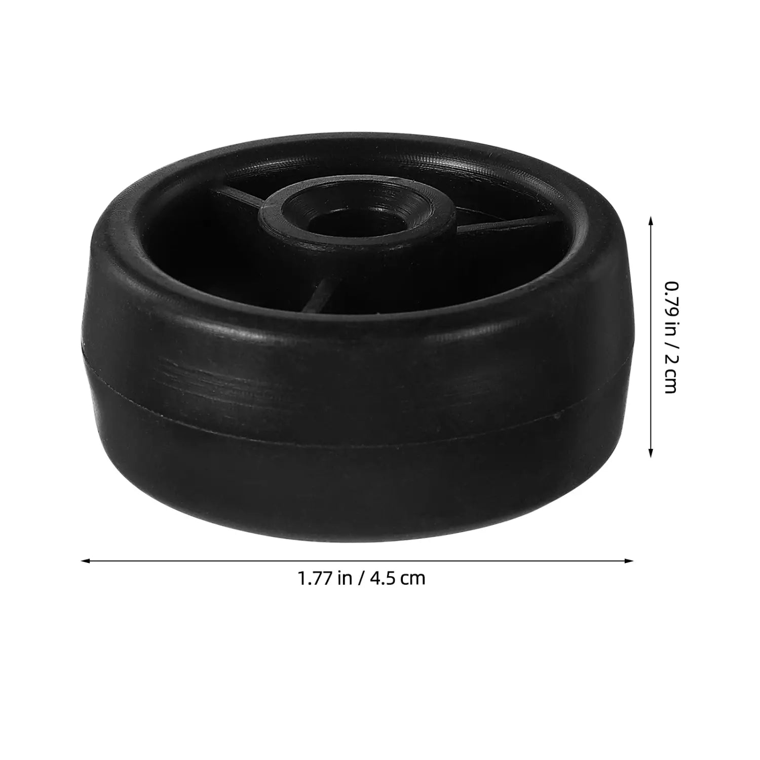 Roue de remplacement pour machine de salle de sport en caoutchouc noir avec moyeu central et rayons radiaux, ensemble de 4.
