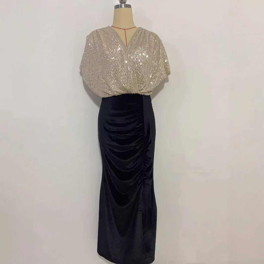 Formal Dresses for Women Party Sheath Dress Split Sequins V Neck Sexy A Line Gown Female 2025 Temperament Elegant Vestidos