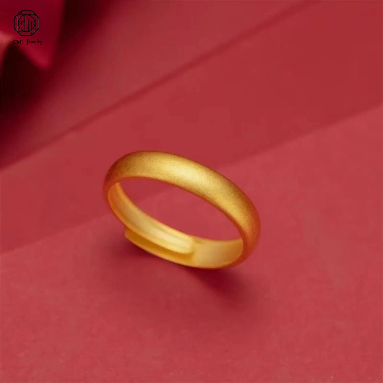 A sleek sand gold adjustable ring with a fade resistant matte finish and a wide band design suitable for unisex wear.