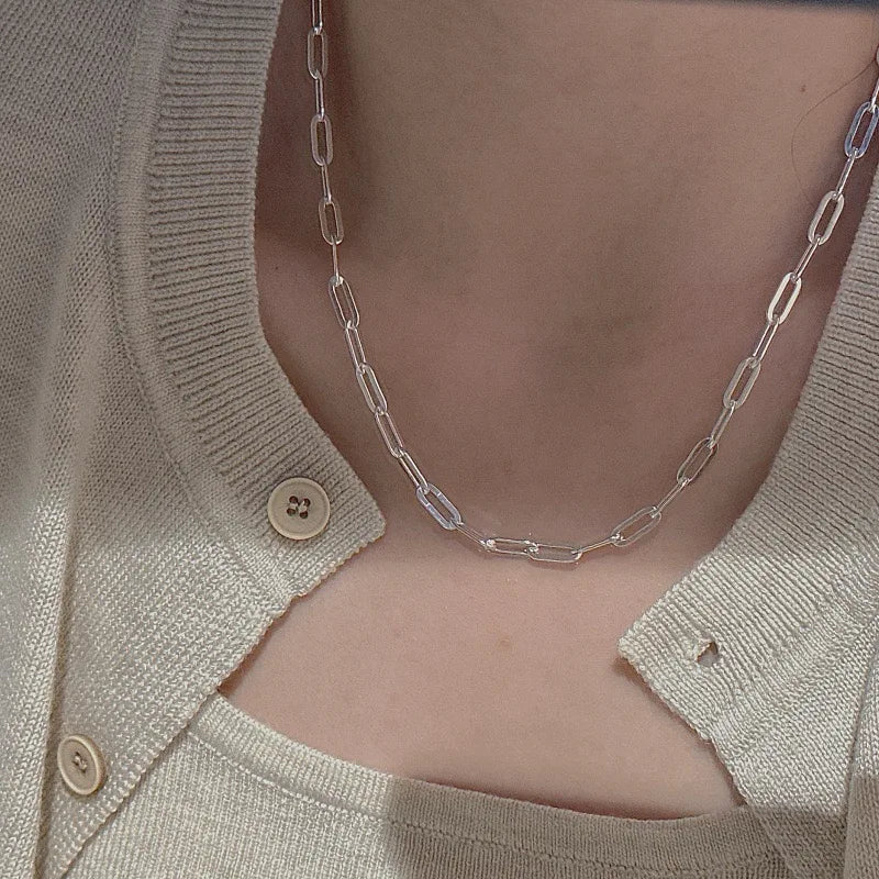 S925 Sterling Silver Necklaces For Women Simple Minimalist Pendant Necklaces Hollow Simple Chain Necklace Birthday Gift
