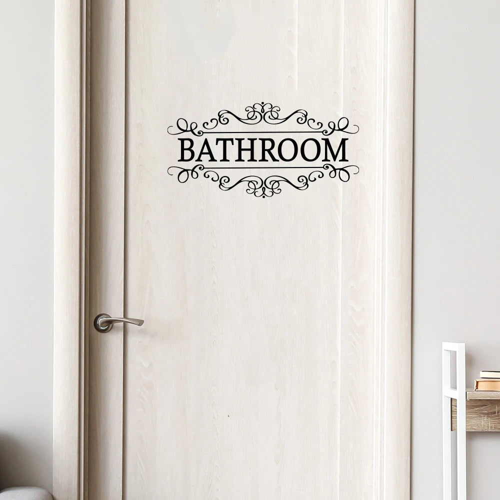 Bathroom Sign Door Wall Decal sticker Accessories Wall Sticker WC Toilet Home Decor