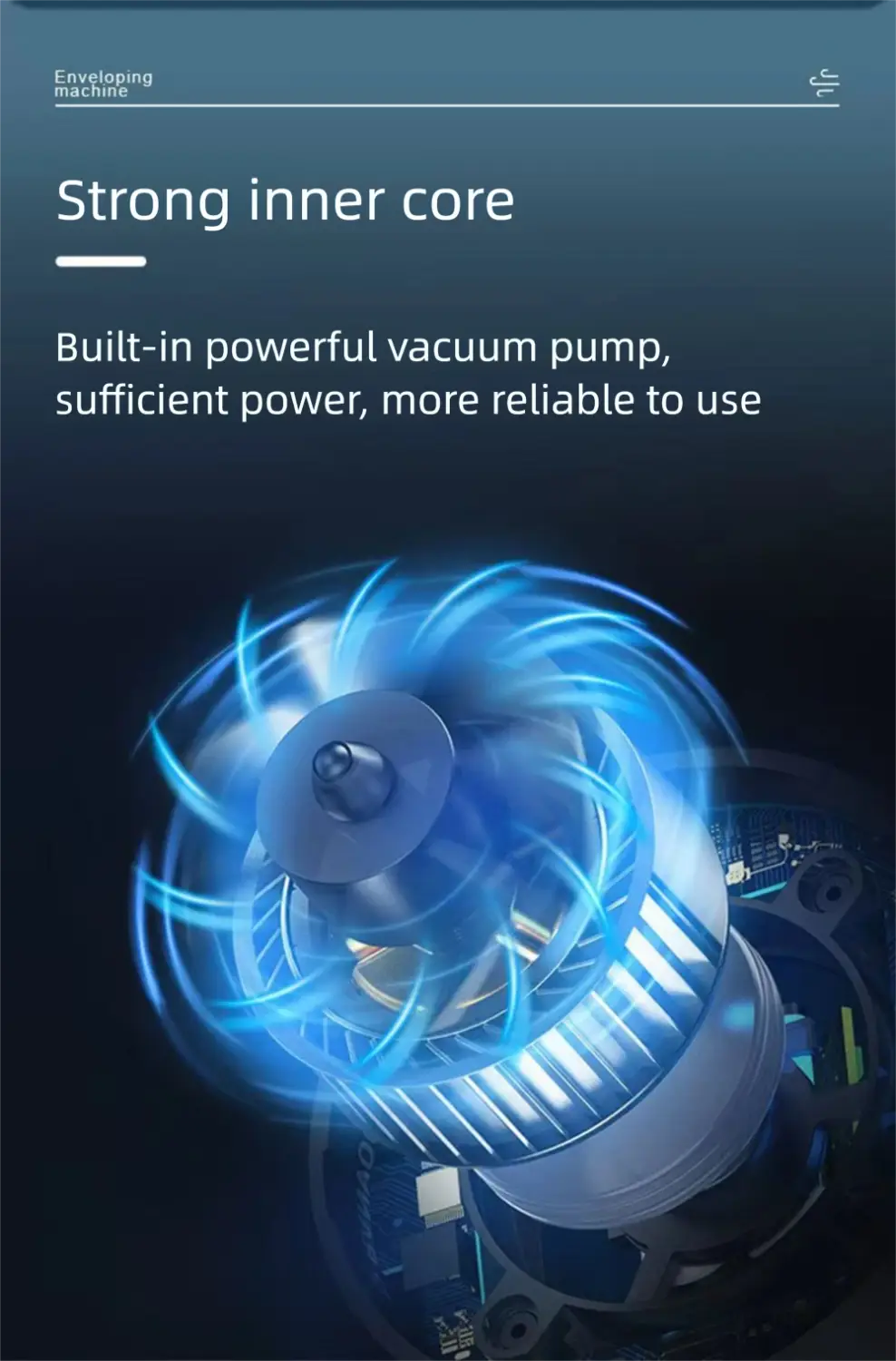 Bomba de vacío iluminada en azul, con un núcleo interior potente, para un rendimiento eficaz, fuerte y confiable en una máquina de laminación al vacío de película para teléfonos móviles diseñada para minimizar el costo de envío.