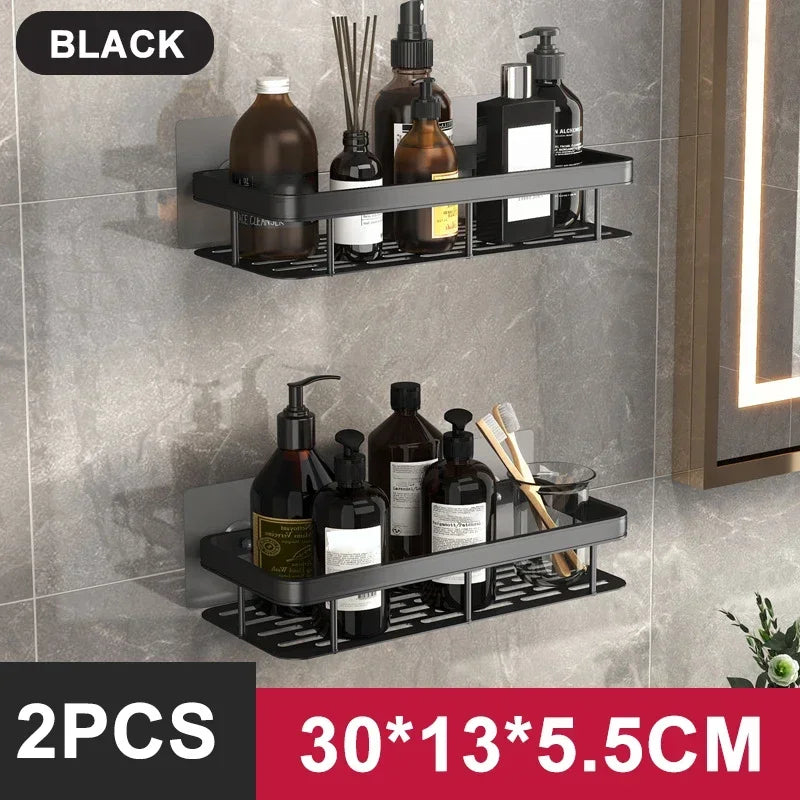 Bathroom Shelf Kitchen Storage Organizer Aluminum Alloy Shampoo Rack Shower Shelf Bathroom Accessories No Drill Shelf