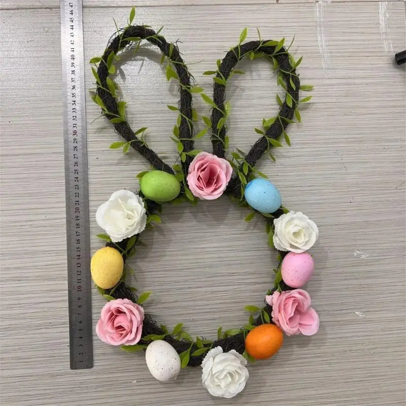 Easter Wreath for Festival Home DecorationPlastic and Fabric Fade Resistant Garland for Door Wall Window B03E