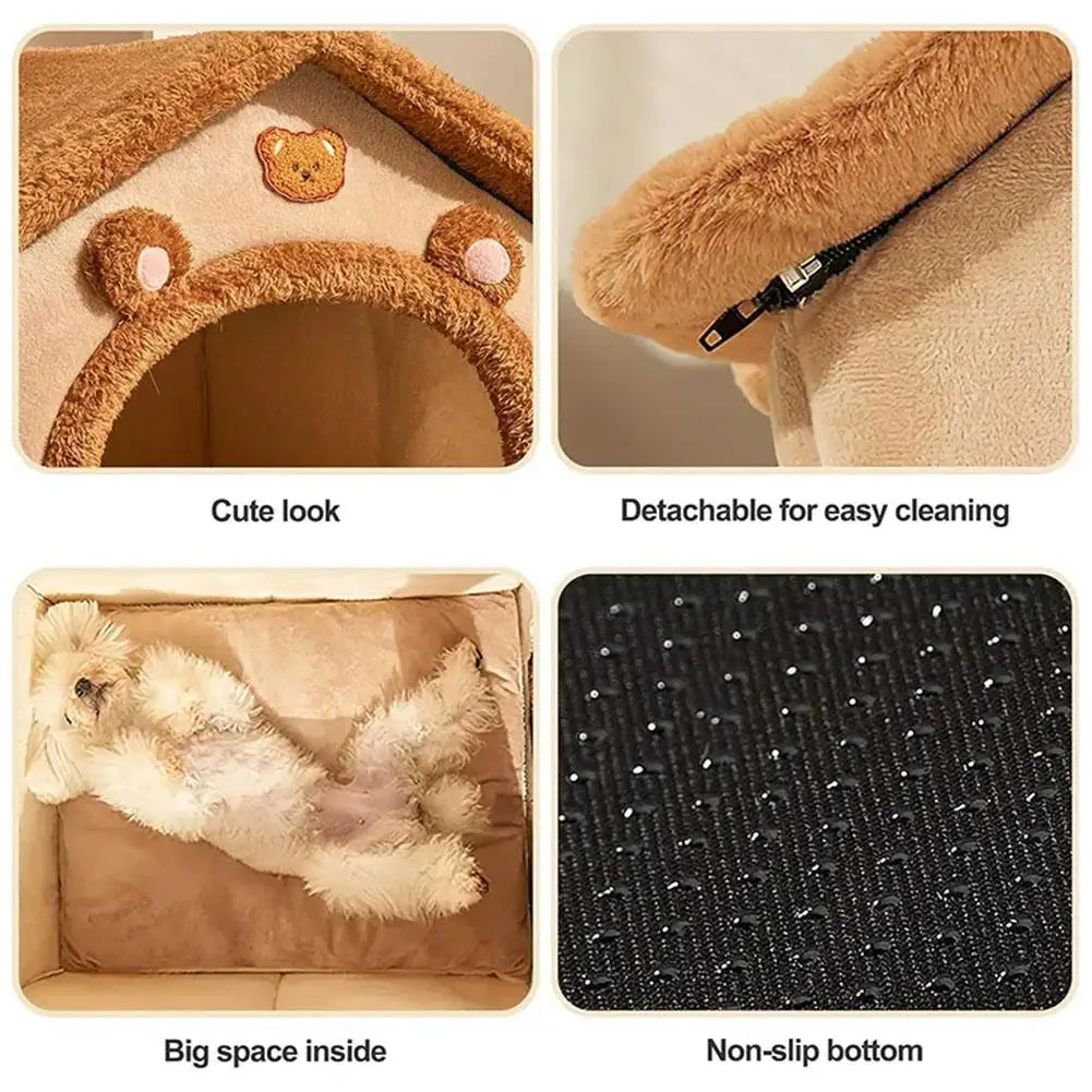 Foldable Pet House Removable Washable Durable Cat House Puppy Sofa Pet Bed House For Extra Small Dogs And Cats Winter Warm Mat