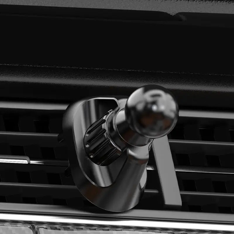 Base de tête à bille de 17 mm à finition chromée brillante pour fixation sur grille d’aération de voiture, avec tête sphérique et prise texturée, conçue pour une fixation fiable.