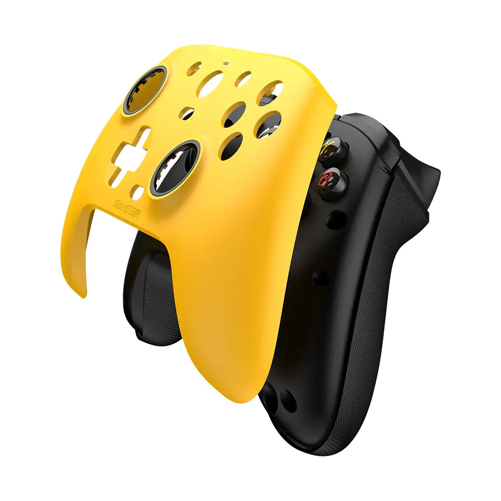 Bright yellow silicone controller cover for xbox series x and s gamepad with precise cutouts, part of the Gamesir G7 Magnetic Faceplate and Accessories Kit.