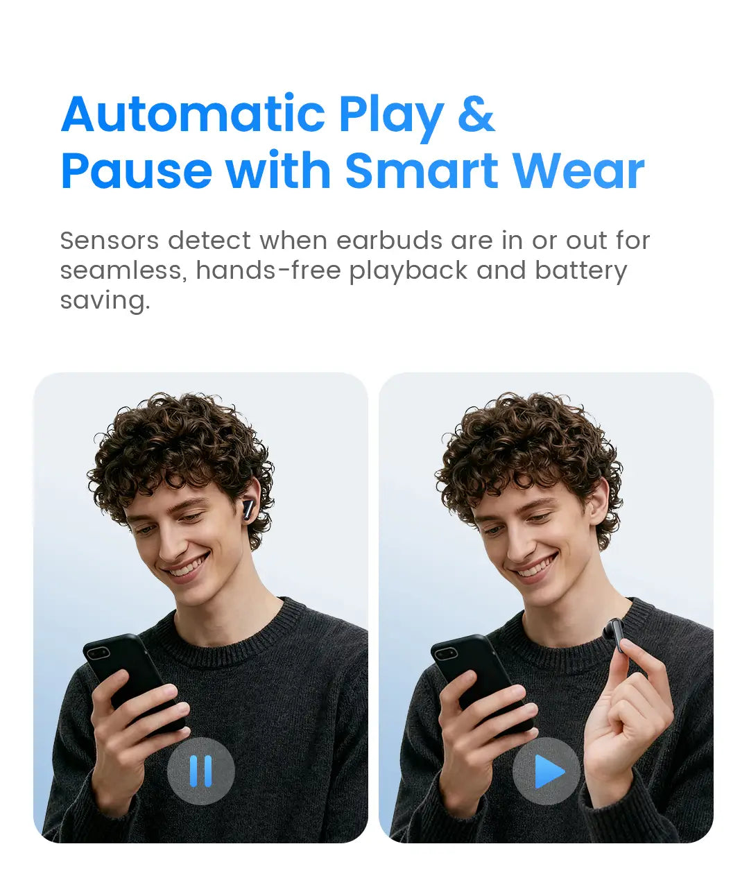 Écouteurs sans fil noirs Haylou Flowbuds N55 au design moderne élégant et à l’étui de charge, offrant une autonomie prolongée pour une intégration fluide au port intelligent.