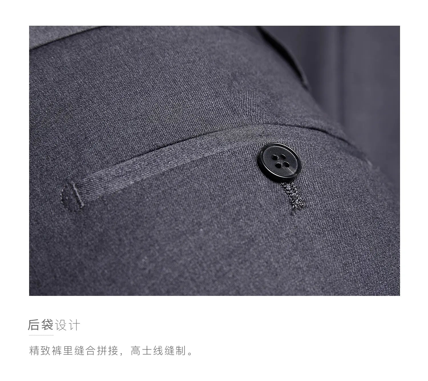 Blazer en laine texturée gris foncé, coupe slim, pour homme, une veste boutonnée simple, formelle et professionnelle décontractée, avec type de fermeture à bouton noir à quatre ouvertures.