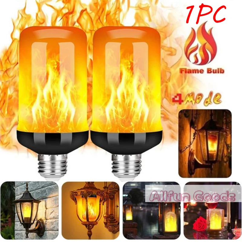 1Pc LED Flame Effect Fire Light Bulb E27 Simulated Nature Flicker Lamp Decor Light Dynamic Flame Effect Lighting Lamp For Home