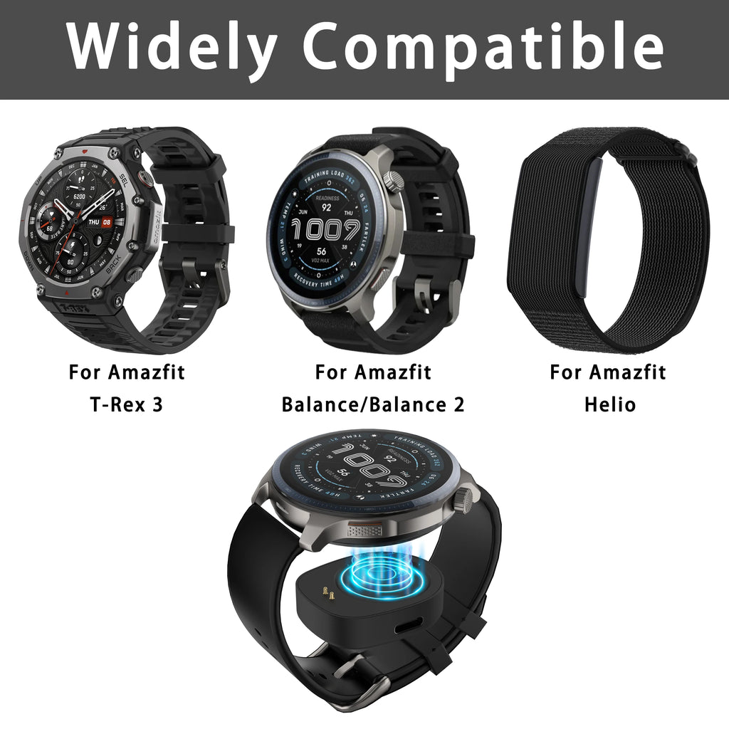 Wireless Charger Converter for Amazfit Balance 2/ Balance/T-Rex 3/Helio Smart Watch Charging Dock Replacement Charging Adapter