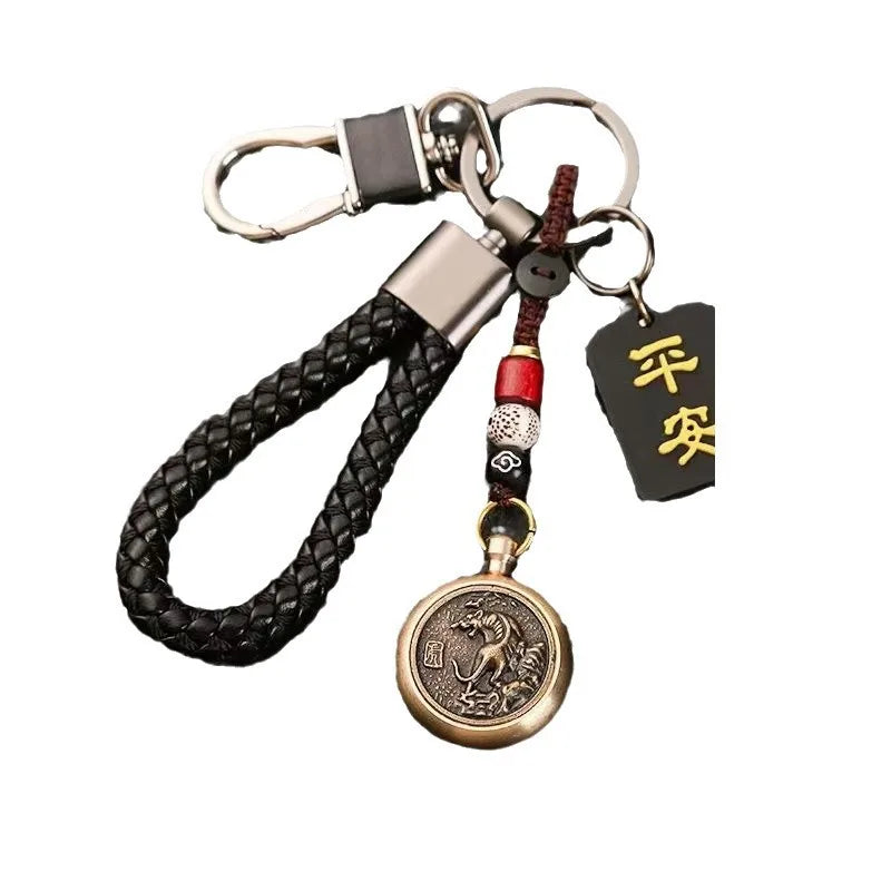 Key Chain Car Key Holder Anti Lost For Men Women Couple Chinese Zodiac Rotatable Lucky Pendant Braided Leather Lanyard 2026 Crea