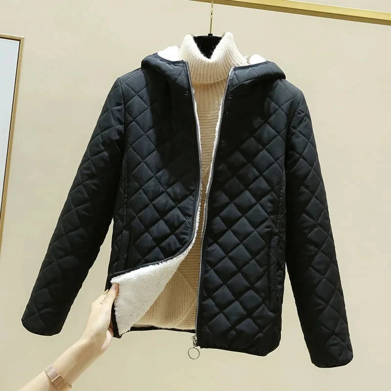 Women Jacket Black 2026 New Winter Female's Korean Fleece Cotton Outcoat Padded Jacket Women's Coat Thicken Hooded Parka Pink