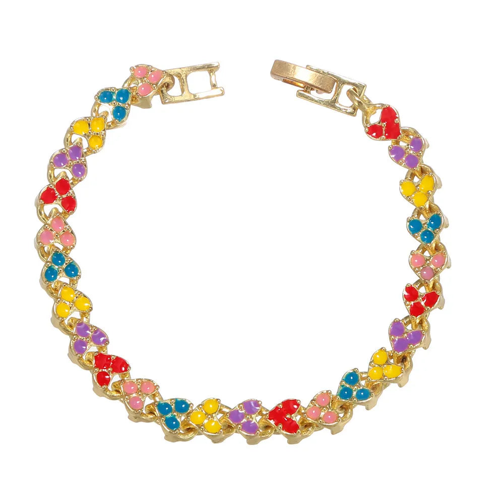 European American Geometric Metal Bracelet Versatile Colorful Enamel Bangle Wedding Supplies Holiday Gift