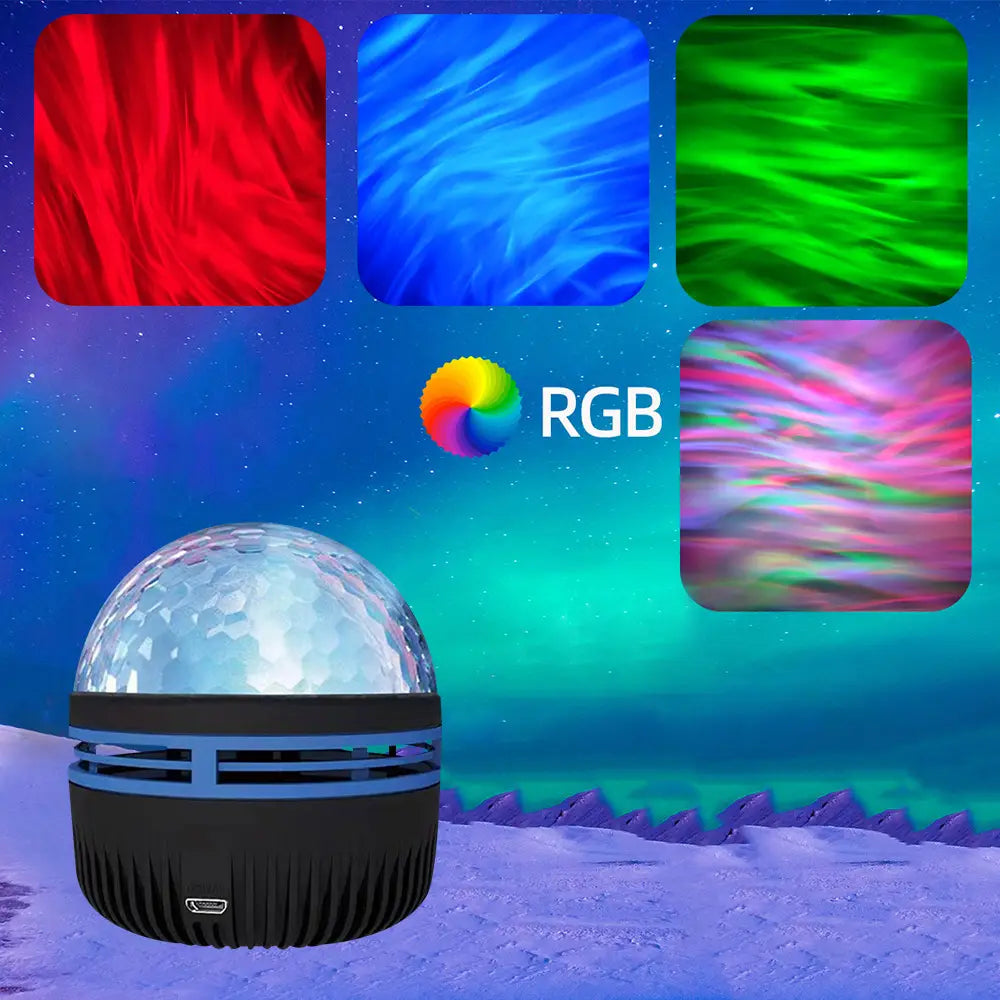 Un projecteur de boule disco RVB noir et argent élégant, avec coupole en cristal facettée, pour des veilleuses de ciel étoilé.