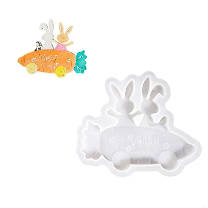 Easter Rabbit Ride Bike Silicone Molds For Resin Casting Making Soap Gypsum Figurine Festival Decoration KXRE