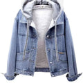 Jacket Coat Padded Jacket Women's Winter Denim Stylish Fleece-lined Thickened Hooded Warm Long Sleeves Cropped New Casual Niche