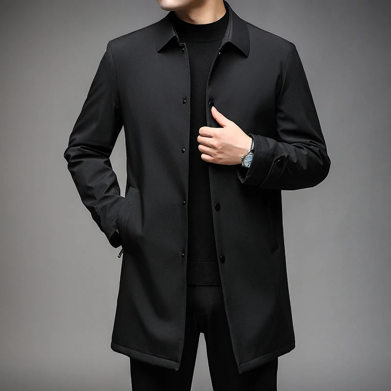 2026 autumn men's high-quality Business Trench Coat single breasted trench coat men long Casual Windbreakers Good Quality jacket