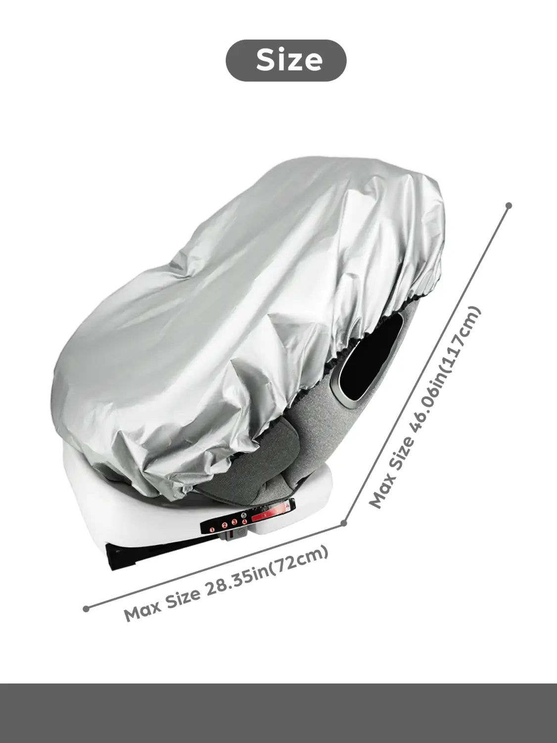 Housse de protection solaire pour siège auto pour bébé, réfléchissante en argent, conçue pour s’adapter parfaitement au-dessus d’un siège de sécurité pour enfant
