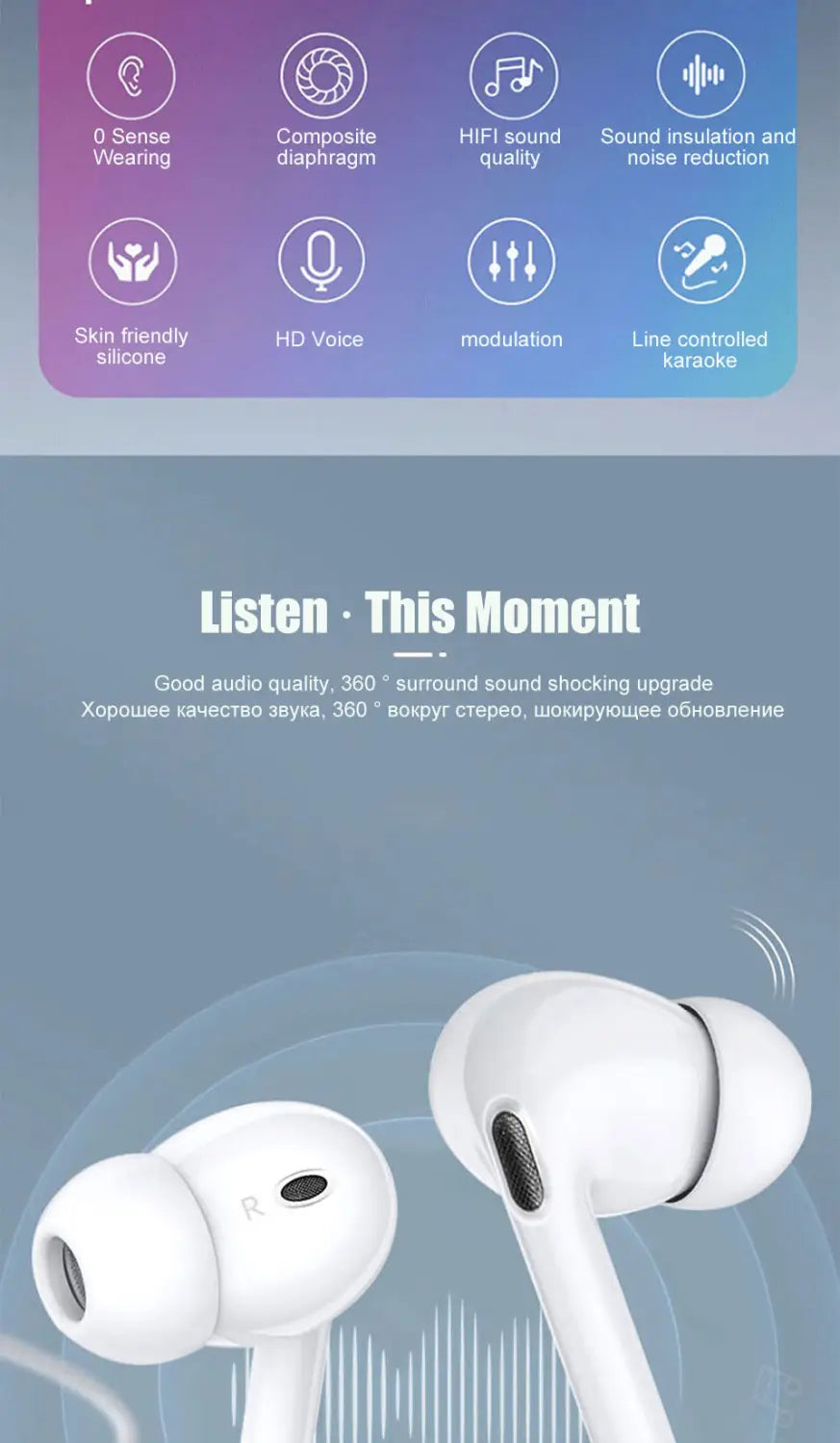 White type c wired earphones for iPhone Pro Max with sleek ergonomic design and soft silicone tips displaying the front side of the Pro Max earphone model.