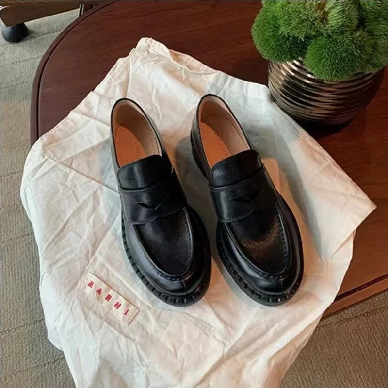 2026 New Women's Shoes Luxury Genuine Leather Loafers for Woman Handmade Britain Casual Shoes Designer Shoes  Zapatos De Mujer