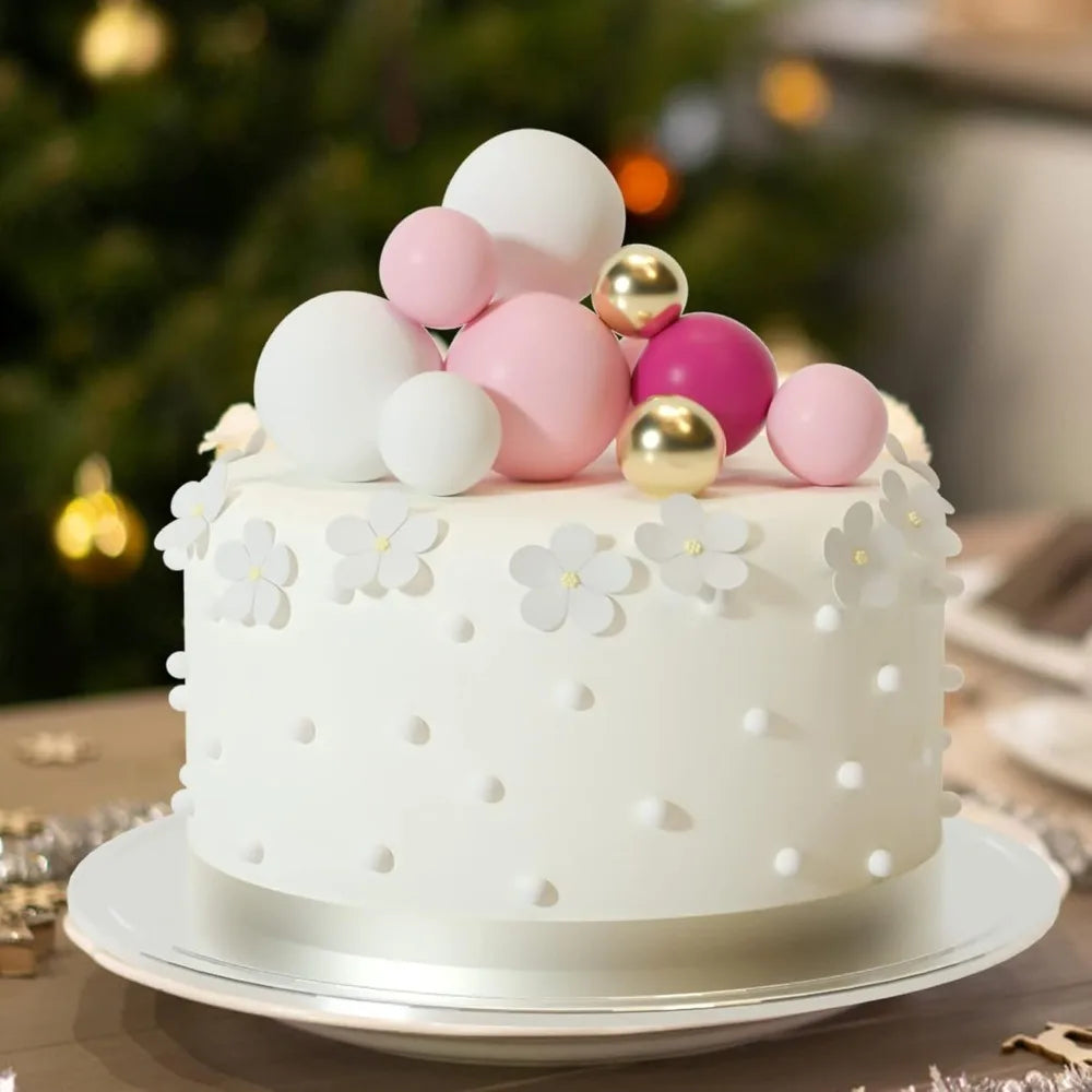 20Pcs Happy Birthday Ball Cake Gold And Silver Foam Ball Wedding Party Birthday Cake Anniversary Decor DIY Party Home Decoration
