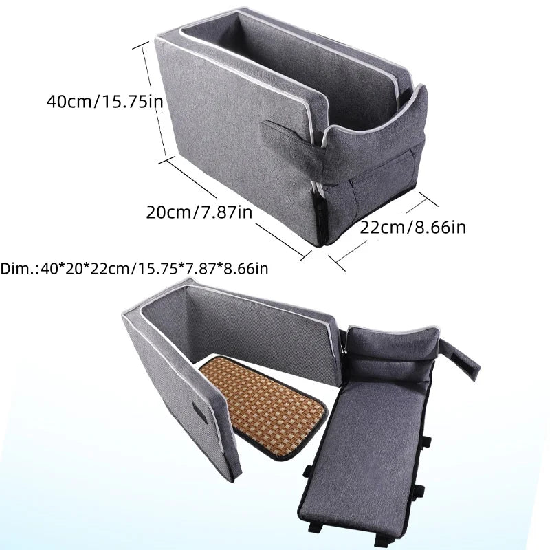 Car Center Console Pet Bed Mat   Fiber Pet Safety Seat  Essential for Cat & Do Travel  Small pet car carrierNon-slip pet car s