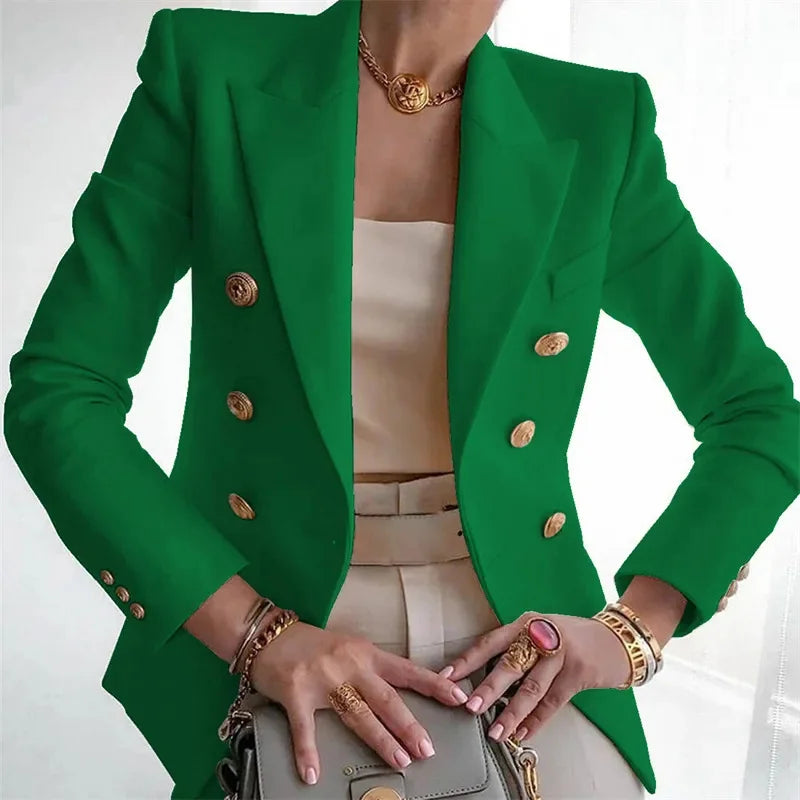 Women's European American Fashion Blazer Spring Autumn Elegant Temperament Ladies Suit Coat Professional Lady Short Outerwear