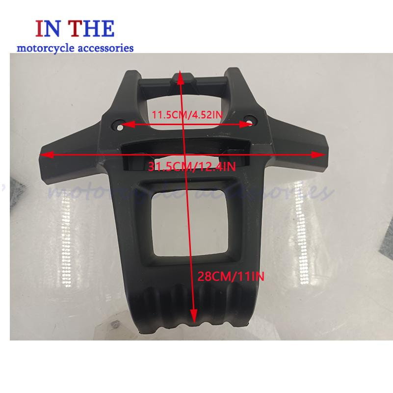 black plastic motorcycle handlebar mounting bracket with molded ridges and precise cutouts for secure attachment on atv front bumper protection frame shell.