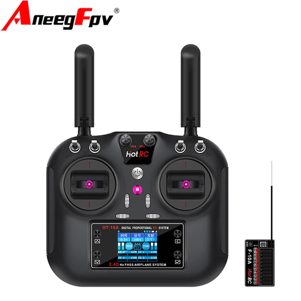 HOTRC HT-10A Ten Channel Color Screen Remote Control Suitable For Remote Control Of Model Aircraft And Car Models Drone FPV
