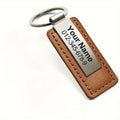 Personalization PU Leather Keychain with Stainless Steel ID Tag - Customizable Name and Phone Number Key Chain for Men Gift