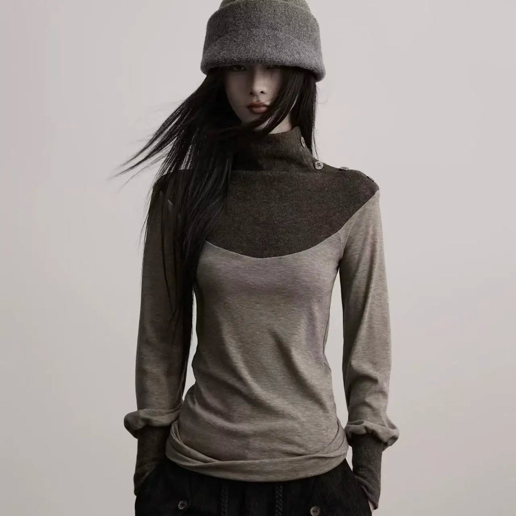 Long Sleeve T Shirts for Women Autumn American Vintage French Elegant Office Lady Blouse Korean Fashion Unique Design Tops Tees