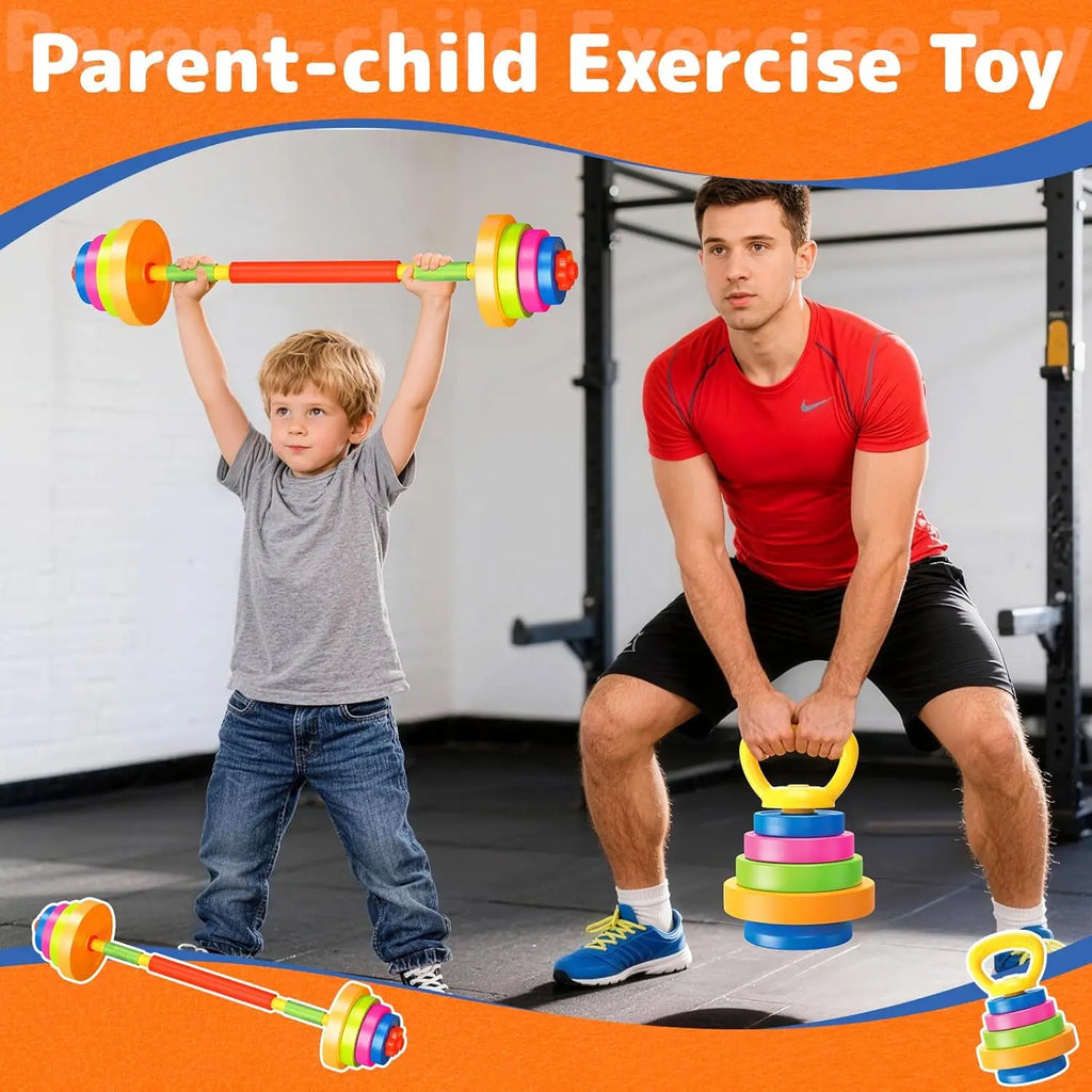 Kids Workout Equipment Adjustable Weight Toy Equipment for Children Pretend Play Exercise, Toddler Beginner Gym Fitness for Gift