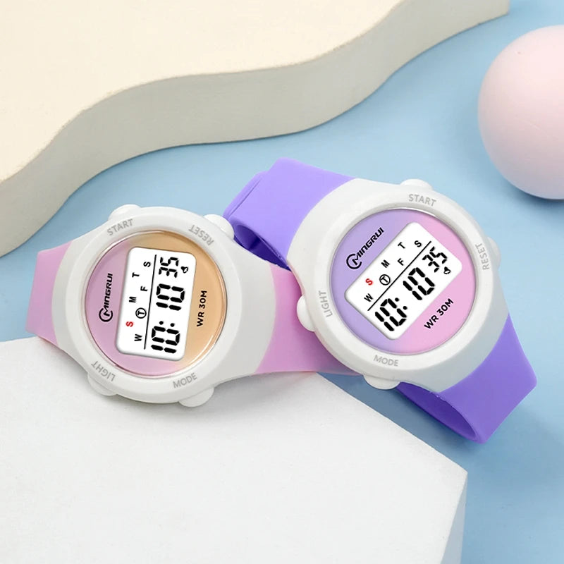 New Boys Girls Watch 30M Waterproof Digital Chidlren Watch Purple LCD Electronic Kids Sport Watches Alarm Clocks Gifts