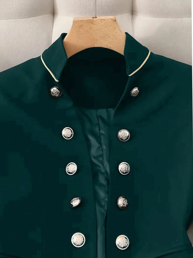 Elegant Tailed Blazers Coat For Women 2026 Tops Chic Stand Collar Long Sleeve Jacket Outerwear Office Lady Spring Autumn Fashion