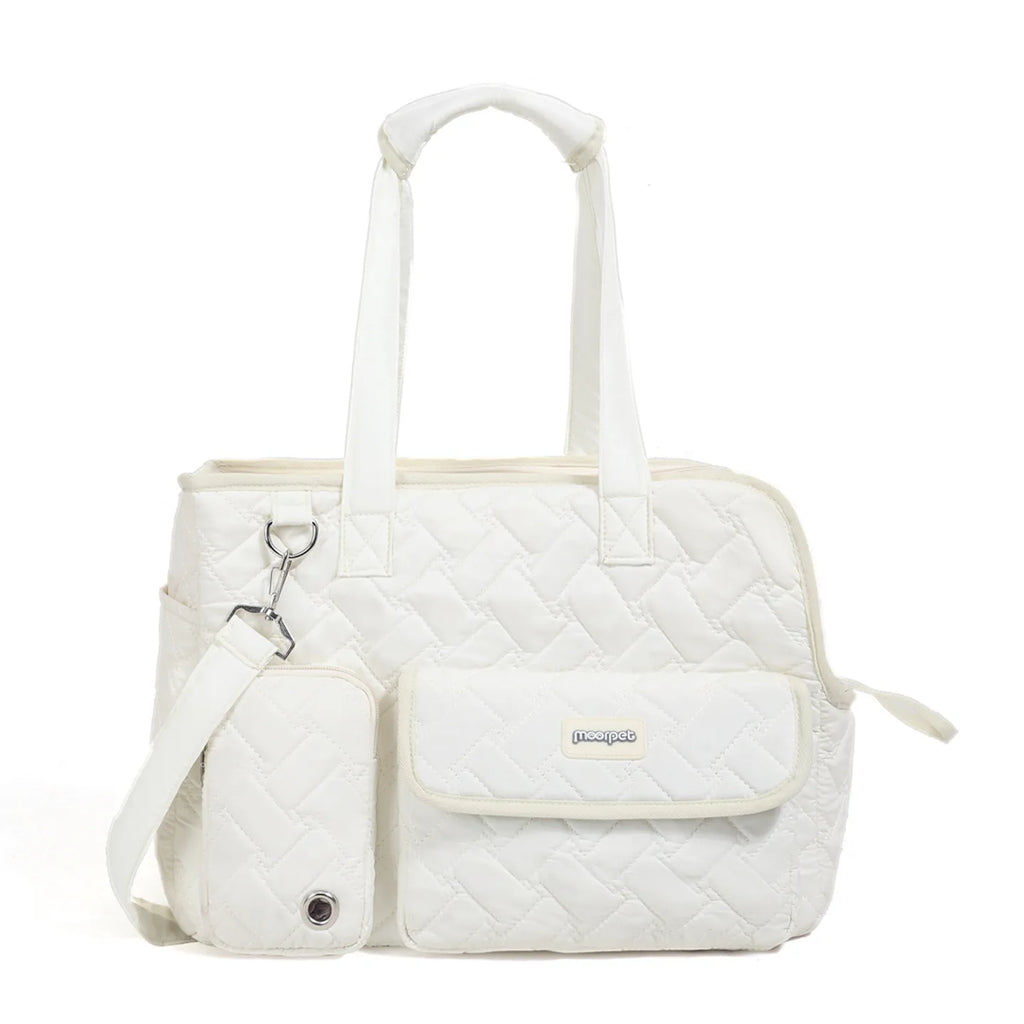 Portable Pet Carrier Bag for Outdoor WalkingBag Breathable Mesh Cat Travel Tote Bag Quilted Pet Handbag for Small Medium Cats