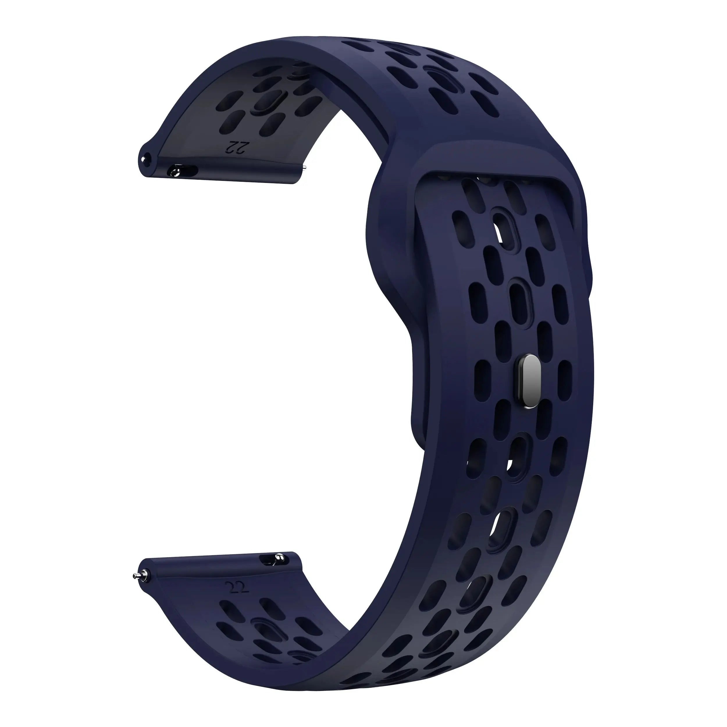 correa deportiva de silicona azul oscuro con diseño perforado y hebilla metálica para el cmf watch pro 2 y los modelos watch pro