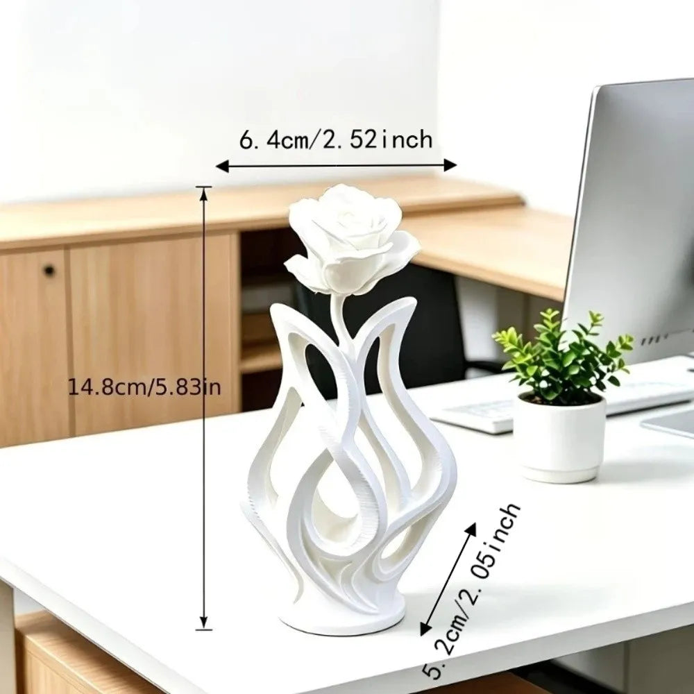Elegant Hollow Design Rose Sculpture Modern Style Scandinavian Style Abstract Art Ornament Figurine Art Ornament Home Decor