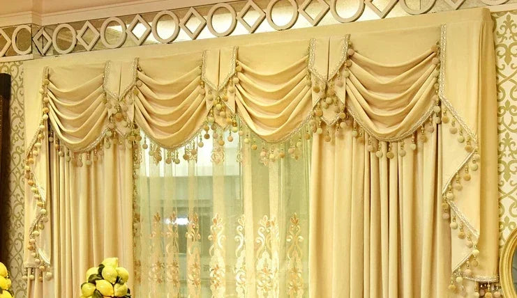 European Luxury Curtains For Living Room Bedroom Blackout Thicken Velvet Decor Custom White Tulle Solid Color Fabric Valance