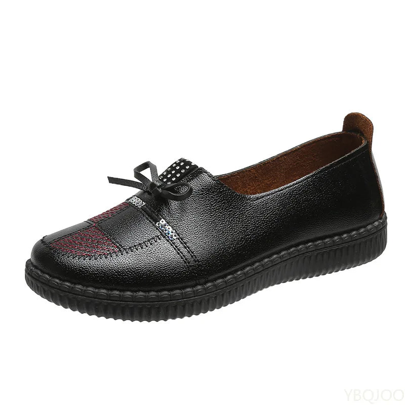 Women's Leather Flats Shoes Female Soft soled versatile shoes Classic Ladies Casual Leather Loafers Anti slip comfort flat Mujer